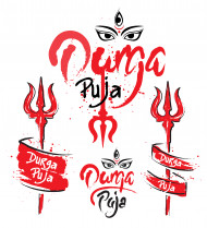 Durga Puja Text Typography Design Template