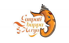 Ganapati Bappa Morya Text  Typography