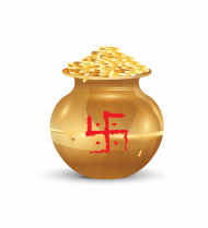 Golden Kalash with Gold Coins Illustration