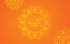 Happy Akshaya Tritiya Greeting Background Template Decorated with Floral Ornaments