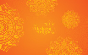 Happy Akshaya Tritiya Greeting Background Template Decorated with Floral Ornaments