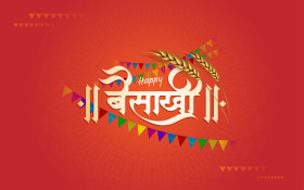 Happy baisakhi festival hindi greeting design background template