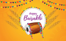 Happy Baisakhi Greeting Background Template