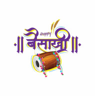 Happy Baisakhi Hindi Text Typography Design Background Template