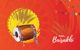 Happy Baisakhi Wishes Greeting Background Template