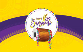 Happy Baisakhi Wishes Greeting Background Template