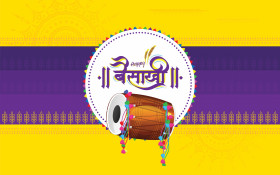 Happy Baisakhi Wishes Hindi Greeting Background Template