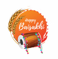 Happy  Baisakhi Wishes Sticker Design Background Template