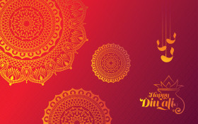 Happy Diwali Festival Greeting Background Design Template with Floral Ornaments