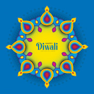 Happy Diwali Greeting Design Template with Creative Lamp Illustration