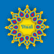 Happy Diwali Greeting Design Template with Creative Lamp Illustration