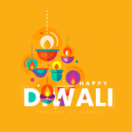 Happy Diwali Greeting Design Template with Creative Lamps
