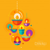 Happy Diwali Greeting Design Template with Creative Lamps