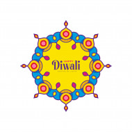 Happy Diwali Greeting Design Template with Round Lamps Ornaments