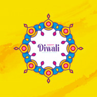 Happy Diwali Greeting Design Template with Round Lamps Ornaments