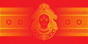 Happy Durga Puga Baqckground with Goddess Dugra Face Illustration