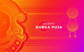 Happy Durga Puga Greeting Backgroung Template Design