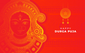 Happy Durga Puga Greeting Backgroung Template Design