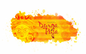 Happy Durga Puja Greeting Background Template