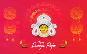 Happy Durga Puja Greeting Design Template