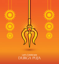 Happy Durga Puja Greeting Template Design