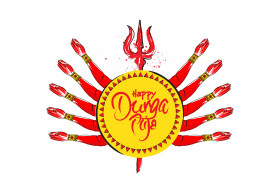 Happy Durga Puja Template Illustration with Goddess Durga Hand Illustration