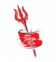 Happy Durga Puja Text Template Illustration