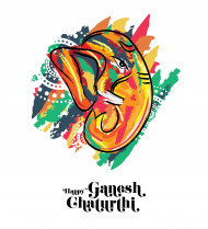 Happy  Ganesh Chathurti  Greeting Template Design