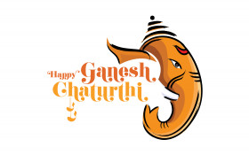 Happy Ganesh Chathurti Text Typography Design Template