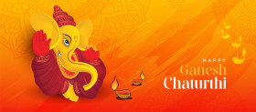 Happy ganesh chaturthi indian festival celebration banner backgrund