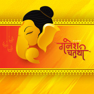 Happy Ganesh Chaturthi Hindi Greeting Background Design Template