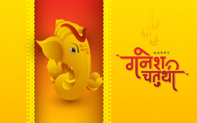 Happy Ganesh Chaturthi Hindi Greeting Background Design Template