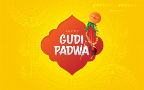 Happy Gudi Padwa Greeting Background Template