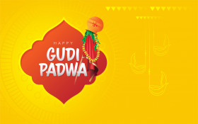 Happy Gudi Padwa Greeting Background Template