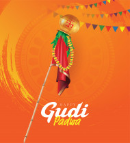 Happy Gudi Padwa Greeting Background Template