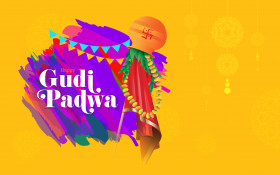 Happy Gudi Padwa Greeting Background Template