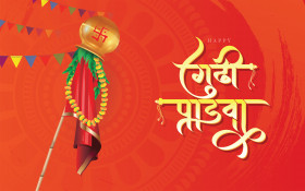 Happy Gudi Padwa Hindi Greeting Background Template