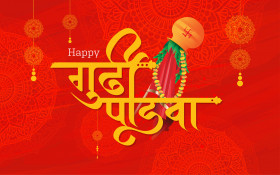 Happy Gudi Padwa Hindi Greeting Background Template