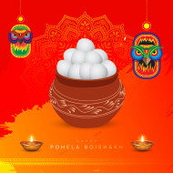 Happy Pohila Boishakh Wishes Background Design Illustration