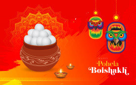 Happy Pohila Boishakh Wishes Background Template