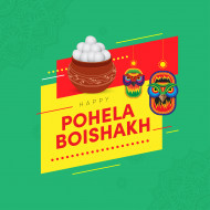 Happy Pohila Boishakh Wishes Background Template Illustration