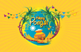 Happy Pongal Wishes Background Template Design