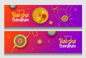 Happy Raksha Bandhan Horizontal  Banner Template