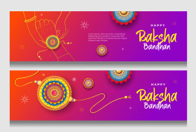 Happy Raksha Bandhan Horizontal Banner Template