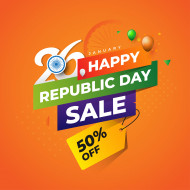 Happy Republic day sale social media post banner