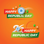 Happy Republic Day Sticker Banner Template