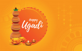 Happy Ugadi Greetings Background Template Design