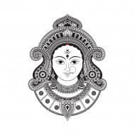 Hindu Goddess Durga Face Illustration