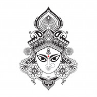 Hindu Goddess Durga Face Illustration