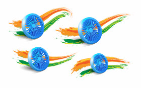 Indian National Flags Illustration Set
